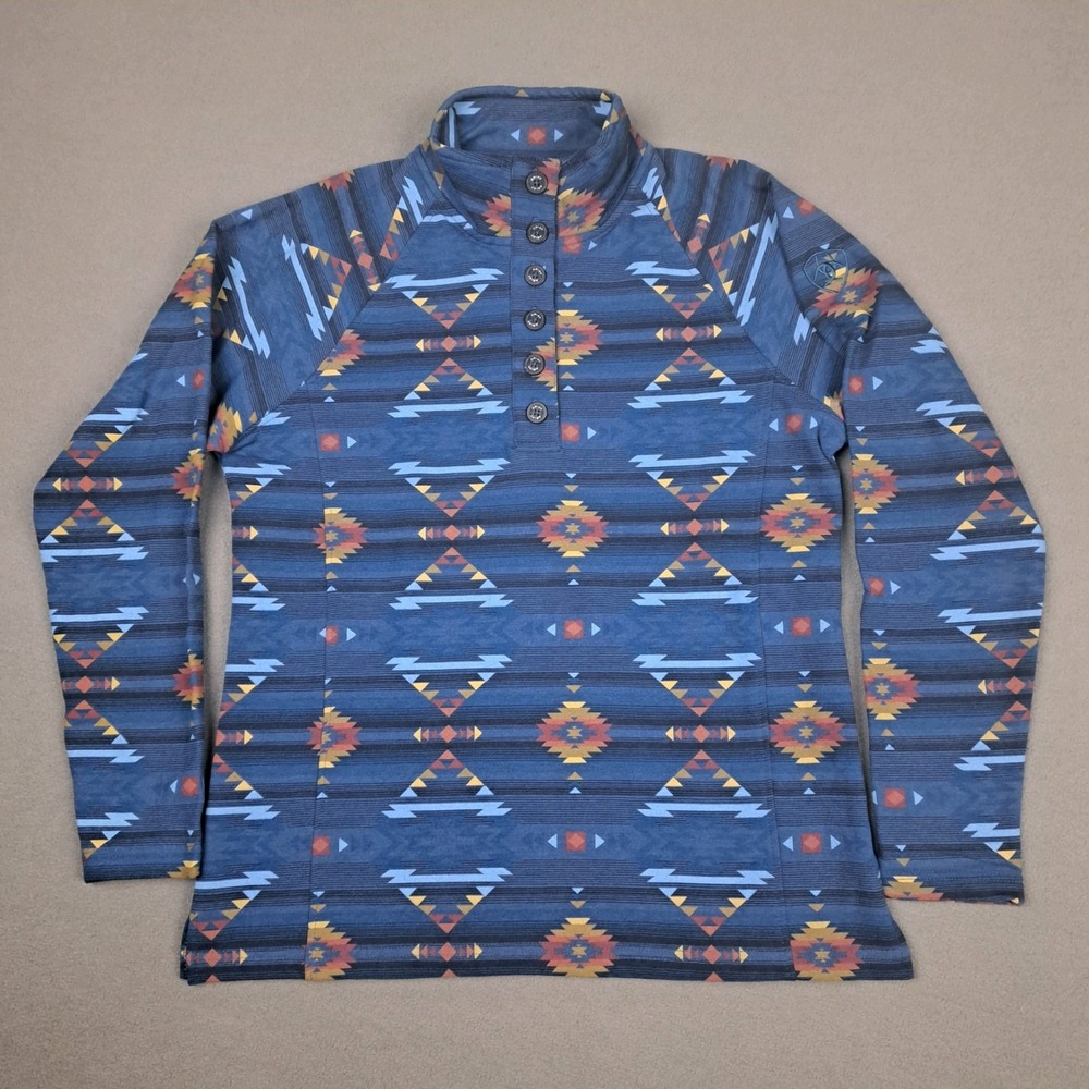 Ariat Sweater Women's XL Blue Aztec Fleece Lined Cowgirl Southwest‎ Chimayo New
